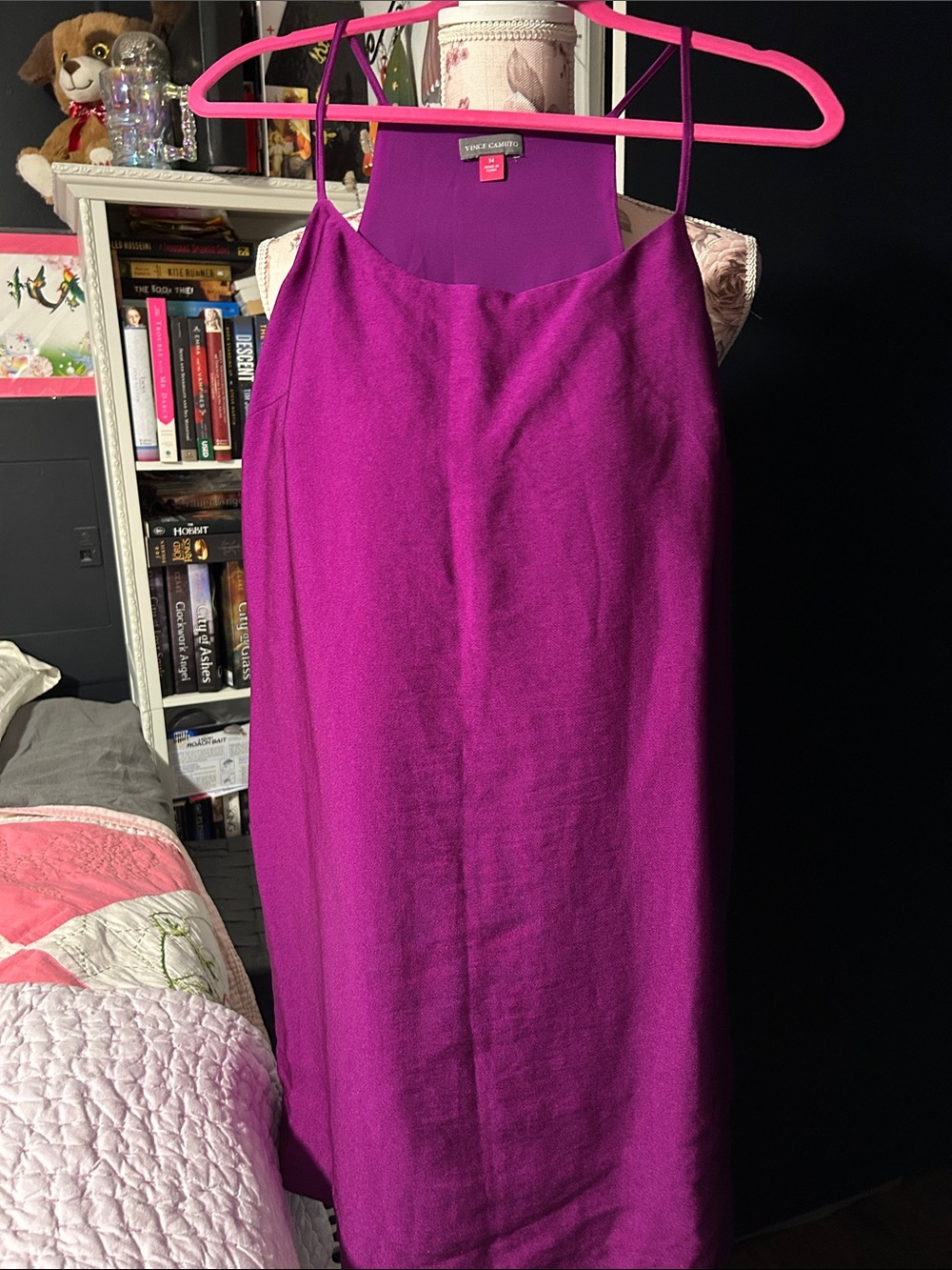 Vince Camuto Bright Magenta Spaghetti Strap Slip Dress
